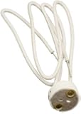 Leviton 80054 Miniature Bi-Pin Base, G4, G6.35, GY6.35, GX5.3 MR16, GZ4 MR11, Halogen, Incandescent, Ceramic Body Lampholder, Mounting Holes, Side Wired, White