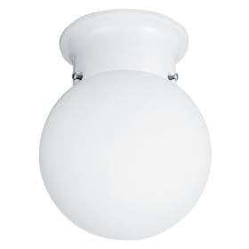 Lithonia Lighting One-Light Fluorescent Flush-Mount Ceiling Fixture, White Glass Globe... by Lithonia Lighting