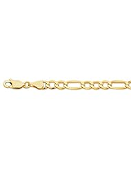 14 Karat 8.5" Yellow Gold 5.4mm Diamond Cut Alternate 3 1 Figaro Lite Bracelet With Lobster Clasp
