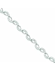 Genuine .925 Sterling Silver Fancy Cz Bracelet 14.8 Grams . 100% Satisfaction Guaranteed.