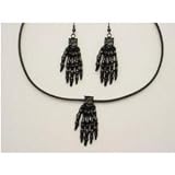 Skeleton Hands Necklace and Earrings Set Halloween Accessory (B47)