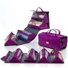 Joy Mangano the Better Beauty Roll-Up Travel Organizer Jewelry Cosmetic Storage Bag; 1 LARGE Case – PURPLE