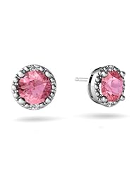 Created Pink Sapphire 14kt White Gold Earrings