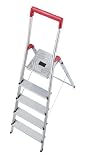 Hailo 8935-001 Alu-Sicherheits-Haushaltsleiter L50 - 5 Stufen mit Sicherheitsb�gel