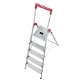 Hailo 8935-001 Alu-Sicherheits-Haushaltsleiter L50 - 5 Stufen mit Sicherheitsb�gel