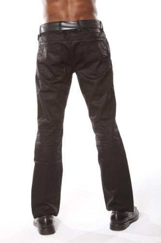 Justing Jeans Black Coated Mens Straight Leg Jeans Rocker Jeans Mens Waist Size: Waist 34