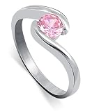Sterling Silver Solitaire Pink Cubic Zirconia Round Promise Band Ring Size 5, 6, 7, 8, 9