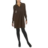 Mossimo Black: Notched Neck Knit Dress - Spanish Brown
