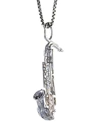 Sterling Silver Saxophone Pendant, 1 inch Tall