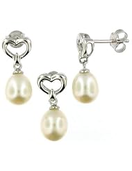 Sterling Silver and Freshwater Pearl Earring and Pendant Set