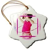 Hula Hoop Girl - 3 Inch Snowflake Porcelain Ornament