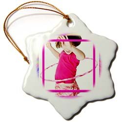 Hula Hoop Girl - 3 Inch Snowflake Porcelain Ornament