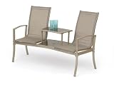 Havana Duo Seat Garden Chairs with Glass Table in Champagne