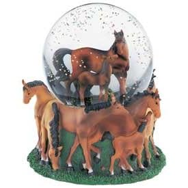 Mare & Foal Horse Musical Snow Globe