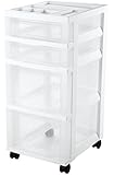 IRIS 4-Drawer Cart with Organizer Top and Casters, Black (2, White)