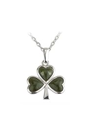 Sterling Silver Shamrock Pendant Made From Connemara Irish Marble