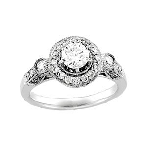 9/10 ct tw Vintage Semi-Set Diamond Engagement Ring