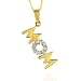 14K Yellow Gold Diamond Mom Pendant with 18 Box Chain