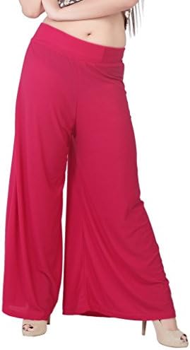 Bottoms More Women's Free Size Polyster Solid Plazo 30 to 36 Pink