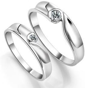 .925 Sterling Silver Plated Pltainum Couples Ring for Women Zirconium Diamond Crystal-Size 7
