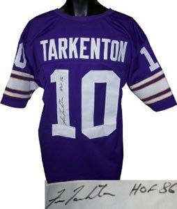 Fran Tarkenton Signed Minnesota Vikings Purple Prostyle Jersey - HOF 86