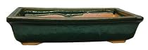 Large rectangle bonsai planter / pot - chinese ceramic, green glazed