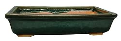 Large rectangle bonsai planter / pot - chinese ceramic, green glazed