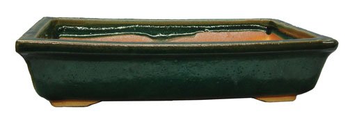 Large rectangle bonsai planter / pot - chinese ceramic, green glazed