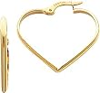 14K Yellow Gold Heart Hoop Earrings Ear Jewelry New |D
