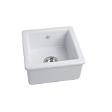 Rohl RC1515WH 15-Inch by 15-Inch by 7-17/32-Inch Deep Single Bowl Undermount or Drop Fireclay Kitchen or Prep Sink in White
