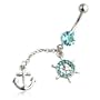 Anchor Belly Ring Long Sexy Dangle with CZ Stones 14G Belly Piercing 1.6mm Belly Button Ring Surgical Steel Bar 14 Gauge + 1 Free Belly Retainer - Choose your Color