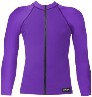 Aeroskin Nylon Long Sleeve Rash Guard with Front Zip, Solid Colors