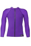 Aeroskin Nylon Long Sleeve Rash Guard with Front Zip, Solid Colors