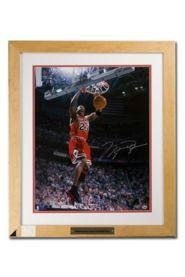 Michael Jordan Framed Autographed Game Used Floor and Photo | Details: Chicago Bulls, 