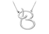 Letter B Script Pendant - .925 Sterling Silver
