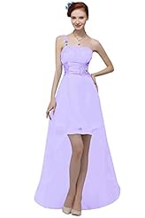 Chiffon Cocktail High-Low-Hem One Shoulder Sleeveless Ruched Lace Beaded Evening Dress/Homecoming Dress/Prom Dress/Party Dress/Wedding Dress 
