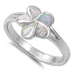 Flower Ring W/ Lab Created Opal STERLING SILVER Sizes 6 to 9