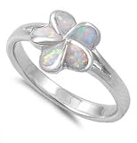 Flower Ring W/ Lab Opal STERLING SILVER Sizes 6 to 9