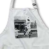 Vintage Detroit Tigers Making the Catch Black and White 2 - Waist Apron With Pockets