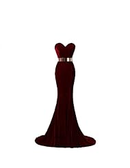 Belted Lace-Up Velvet Sweetheart Mermaid Prom Dress/Party Dress 