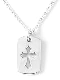 Sterling Silver Cross ID Tag Pendant by Bob Siemon, 18"