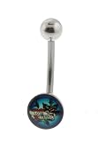 Genuine Ed Hardy Stainless Steel Belly Ring - Love Eternal Logo in 8mm - 14 Gauge - 5mm Ball - Sold Individually