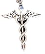 Silver-Tone Egyptian Caduceus Medical Doctor Charm Pendant Necklace