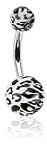 White & Black Leopard Print Belly Navel Ring Steel Button Piercing Jewelry