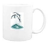Mug with leap, water, dolphins, pair