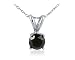 1.00ct.tw Round Black Diamond Solitaire Pendant in 14K White Gold Rope Chain