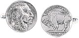 Sterling silver cufflinks with genuine buffalo nickel with presentation box