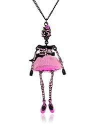 Betsey Johnson "Terrific Tutus" Skeleton Ballerina Long Pendant Necklace, 33"