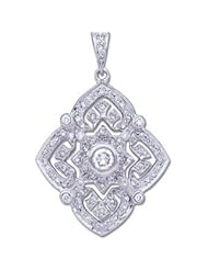 14K White Gold Diamond Pendant