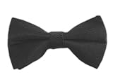 100% Silk Woven Black Solid Herringbone Self-Tie Bow Tie